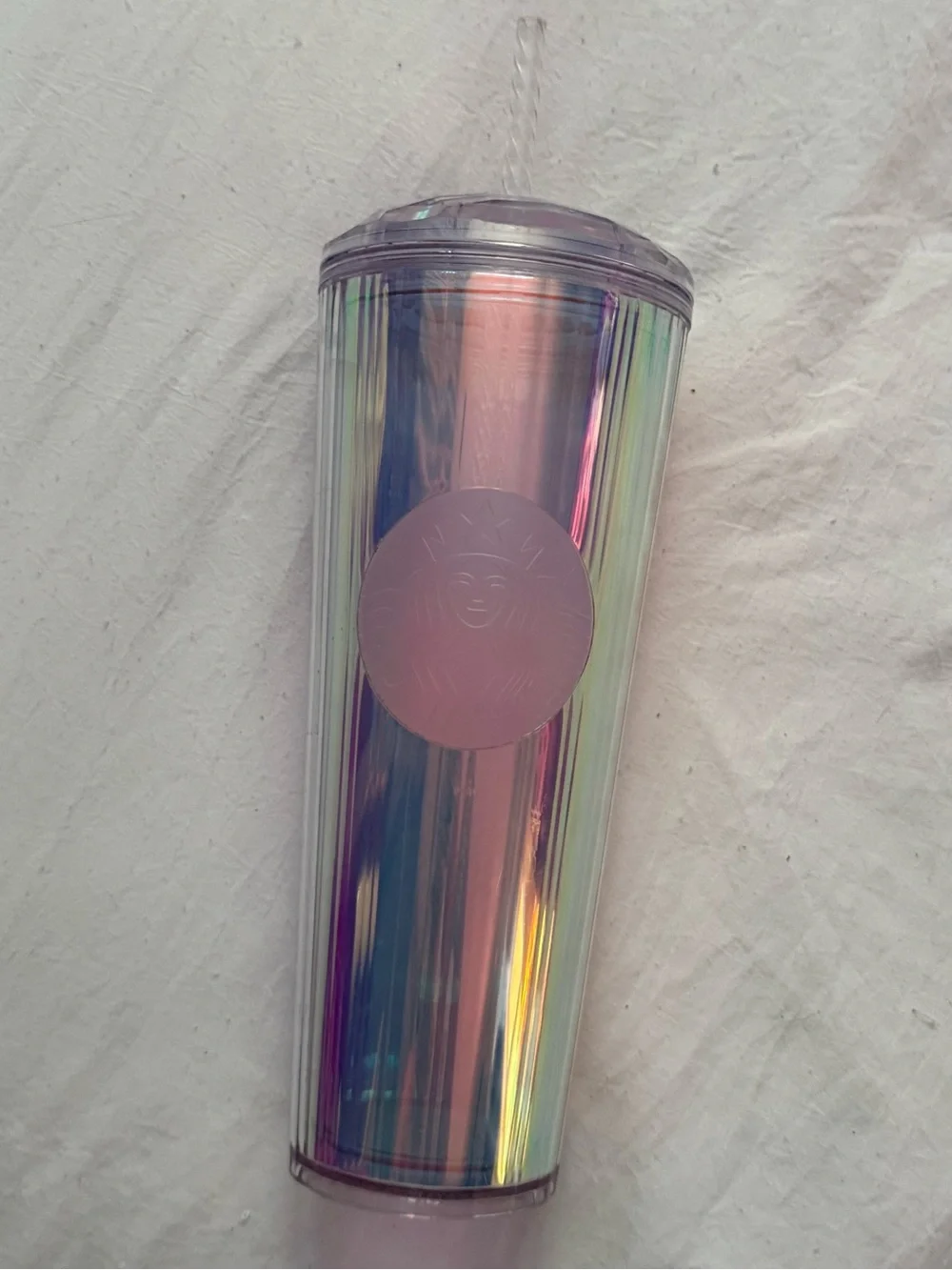 24 oz Venti Starbucks Iridescent Rainbow Purple Tall Tumbler Cup with Lid & Stra
